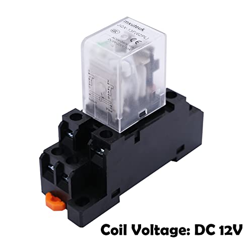 mxuteuk 2pcs JQX-13FL DC 12V Coil 8 Pin 10A DPDT LED Indicator Electromagnetic Power Relay, with Base, with DIN Rail Slotted Aluminum - Image 4