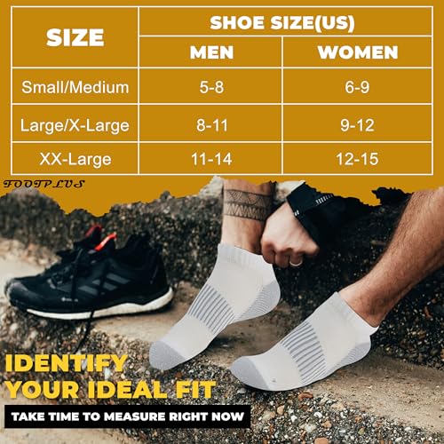 FOOTPLUS Fitness Tennis Running Socks,Men Women Copper Arch Support Compression Ankle Golf Odor Free Gym Travel Hiking Cushioned Sole No Stinky Feet Work Socks,3 Pairs White, Large - Image 3