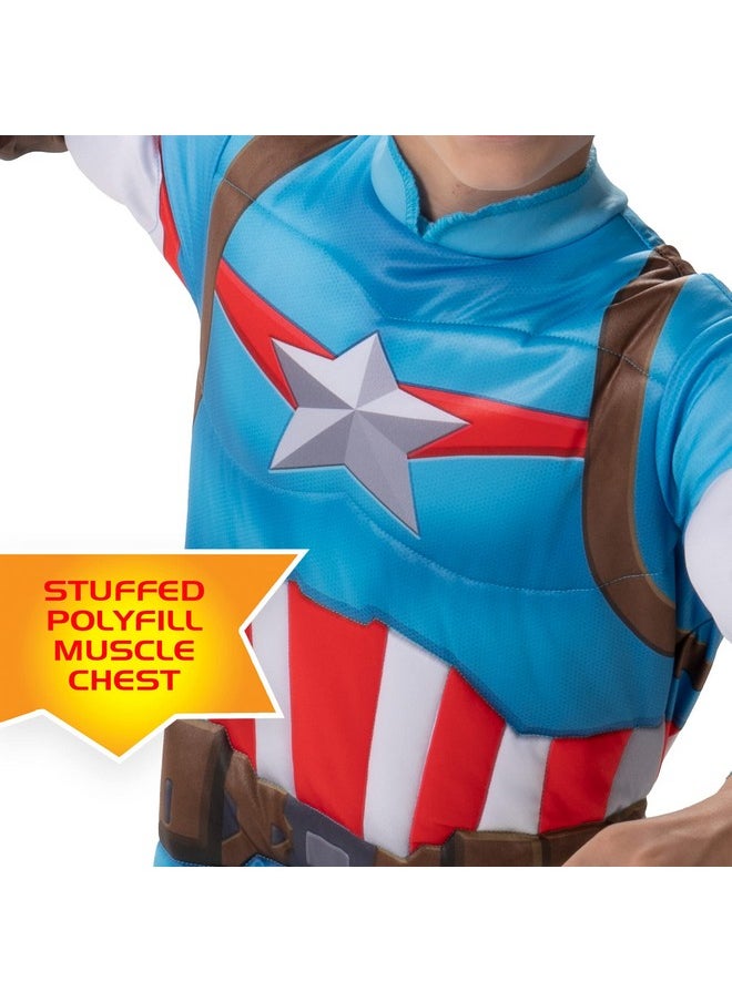 Jazwares - Jazwares Marvel Toddler Captain America Costume, Infant Steve Rogers Superhero Boy Halloween Costume, 3T-4T - Officially Licensed 3T/4T Blue - Image 1
