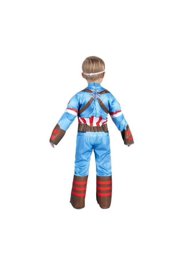 Jazwares - Jazwares Marvel Toddler Captain America Costume, Infant Steve Rogers Superhero Boy Halloween Costume, 3T-4T - Officially Licensed 3T/4T Blue - Image 1