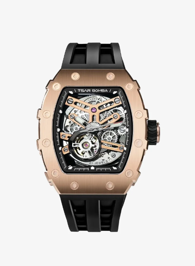 Tsar Bomba TSAR BOMBA Luxury Mens Automatic Mechanical Watches - Japanese Movement Sapphire Glass - 50M Waterproof Men's Watch - Square Wrist Watches Silicone Band Luminous Elegant Gifts for Men TB8208