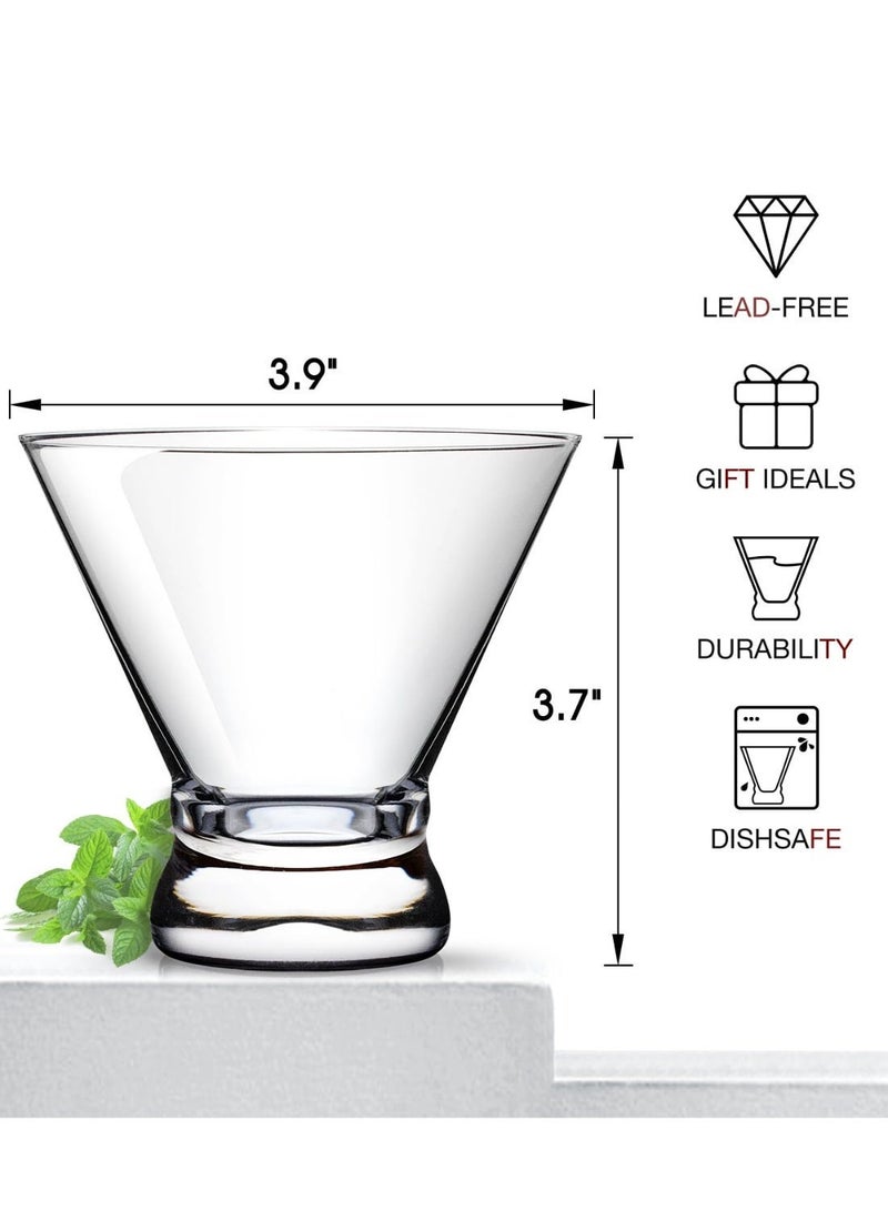 BOAO Martini Glasses Set of 6, Stemless Martini Cocktail Glasses for Margarita, Manhattan, Cosmopolitan, Home Bar, Evening Parties, Birthdays, Housewarming Gift, Crystal Clear 8 OZ - Image 5