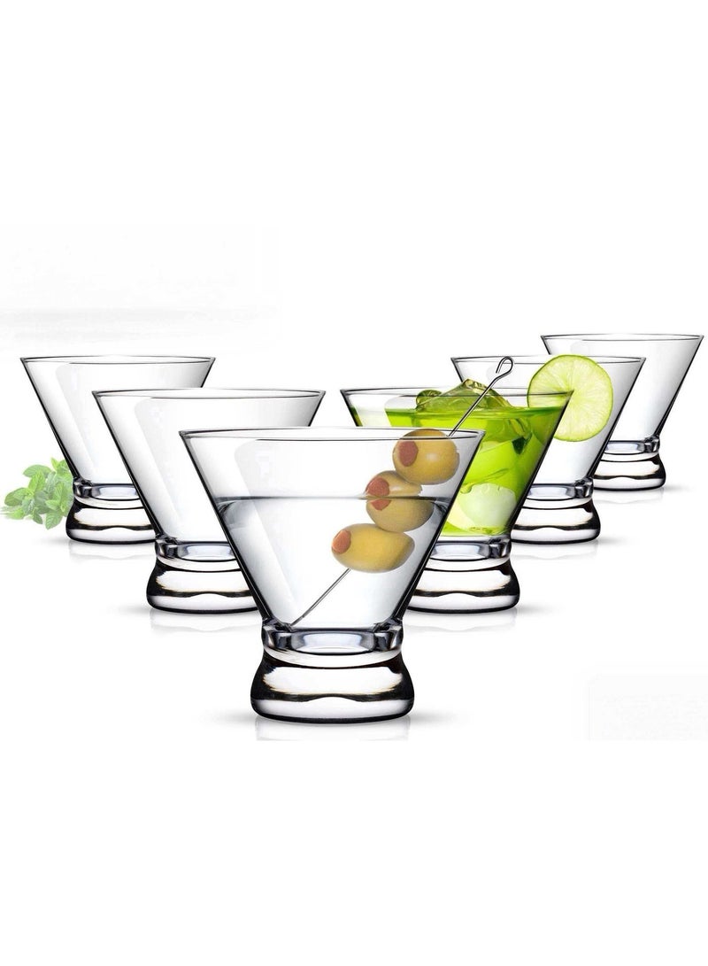 BOAO Martini Glasses Set of 6, Stemless Martini Cocktail Glasses for Margarita, Manhattan, Cosmopolitan, Home Bar, Evening Parties, Birthdays, Housewarming Gift, Crystal Clear 8 OZ - Image 1