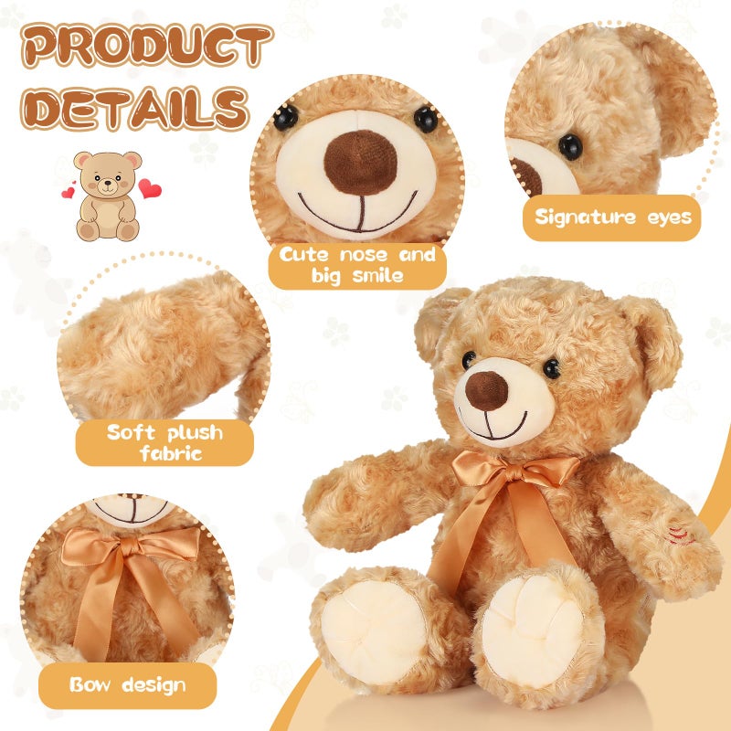 Liliful Plush Bear with Voice Recorder 12 Inch Stuffed Animal Insert Recordable Sound Module Soft Brown Bear Doll Toy Gift for Birthday Wedding Baby Shower Graduation Party Decor(Vivid Style) - Image 4