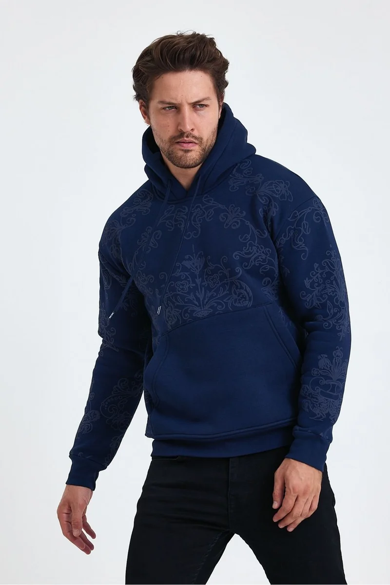كوول تارز Cool Style Men's Selanik Standard Fit Regular Cut Polar Fleece Inside 3 Thread Hooded Cotton Sweatshirt
