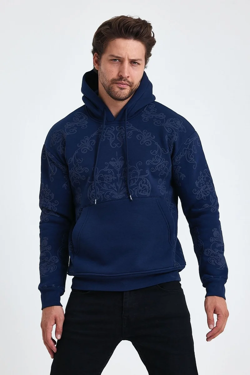 كوول تارز Cool Style Men's Selanik Standard Fit Regular Cut Polar Fleece Inside 3 Thread Hooded Cotton Sweatshirt
