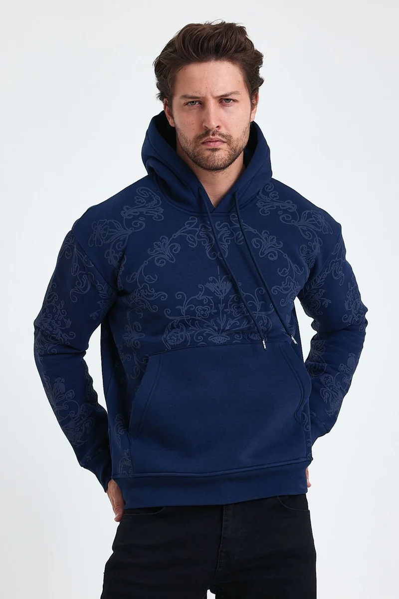 كوول تارز Cool Style Men's Selanik Standard Fit Regular Cut Polar Fleece Inside 3 Thread Hooded Cotton Sweatshirt
