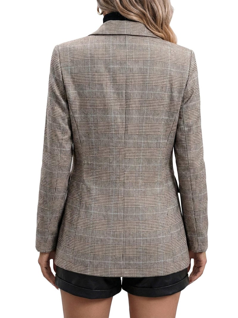 Mina Self Plaid Blazer Jacket for Women Houndstooth 2026 Fall Winter Business Caual Tan Brown Work Office Womens Trendy Boyfriend Professional Fashion Dressy Ladies Women's Blazers & Suit Jackets - Image 5