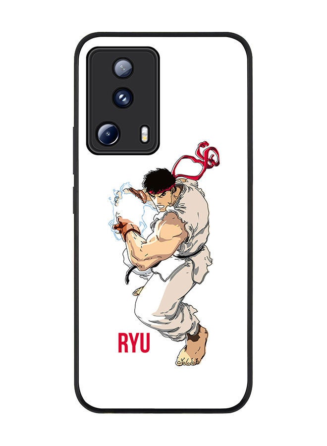 Stylizedd Rugged Black edge case for Xiaomi 13 Lite 5G / Xiaomi Civi 2 5G, Slim fit Soft Case Flexible Rubber Edges Anti Drop TPU Gel Thin Cover -  Street Fighter - Ryu (White) - Image 1