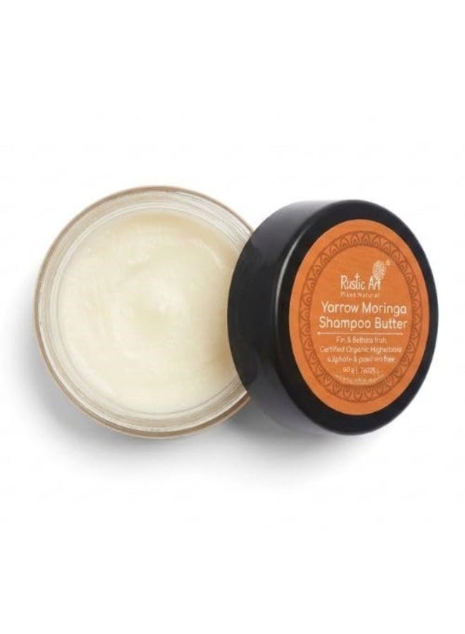 Rustic Art Yarrow Moringa Shampoo Butter for Kids | Gentle Shampoo Concentrate | Almond & Jojoba Oil | Travel Friendly | Sulphate & Paraben Free | 50g - Image 1
