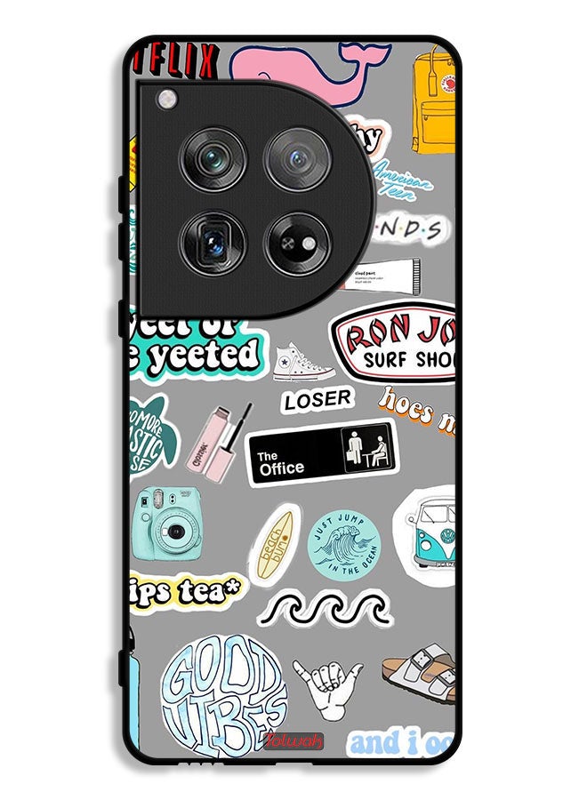 Tolwak OnePlus 12 Protective Case Cover Good Vibes Stickers - Image 1