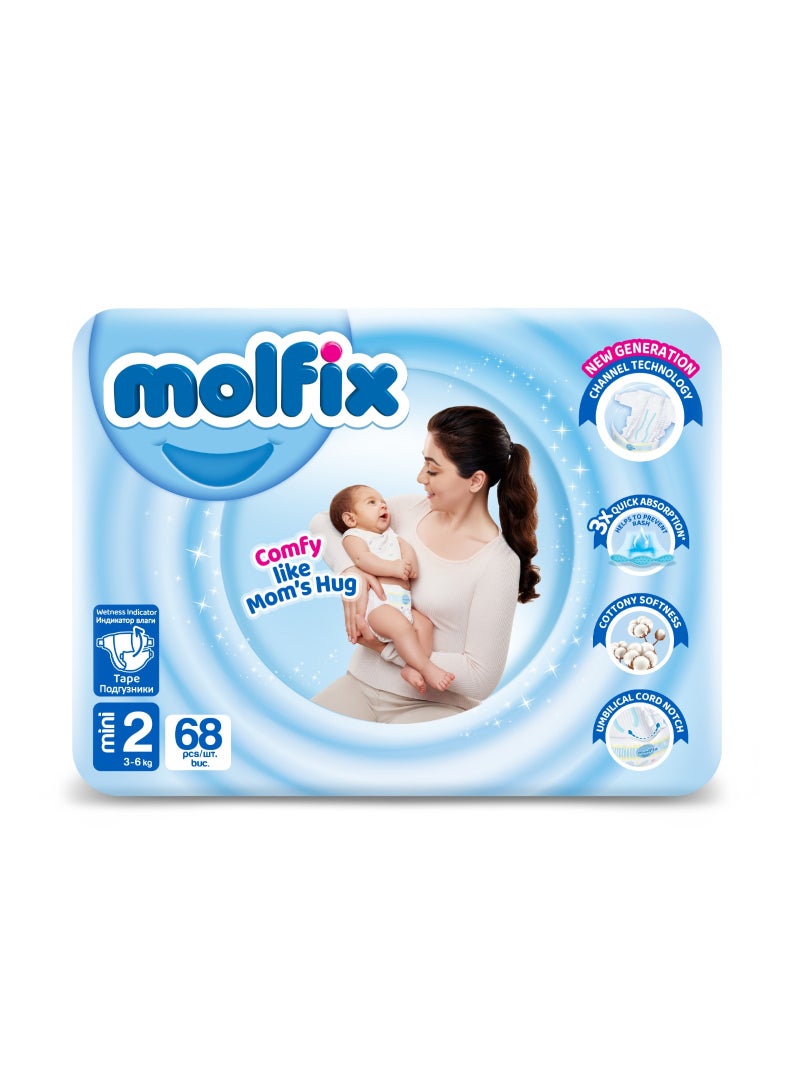 Molfix Mini Baby Diapers Size 2 | Jumbo Pack | 68 Diapers - Image 1