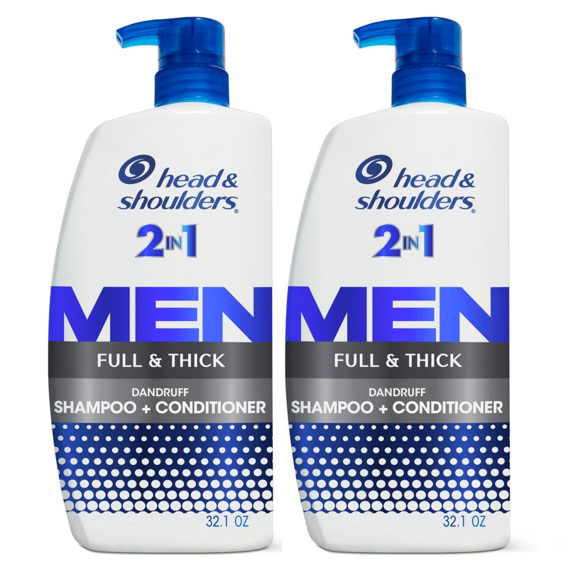 Head & Shoulders Anti-Dandruff Shampoo and Conditioner, Full and Thick 2-in-1 Twin Pack, 1% Pyrithione Zinc, Cleans to Restore Fullness to Thinning Hair, 32.1 fl oz Each - Image 1