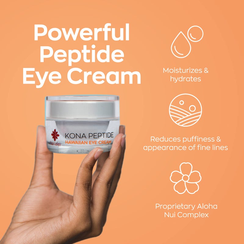 Hanalei Kona Peptide Eye Cream with Caffeine â€“ Reduces Wrinkles, Puffiness, Dark Circles, Hydrating, Smoothing, Revitalizing Formula with Hawaiian Botanicals and Peptides â€“ Cruelty-Free, Vegan, 0.5 oz - Image 3