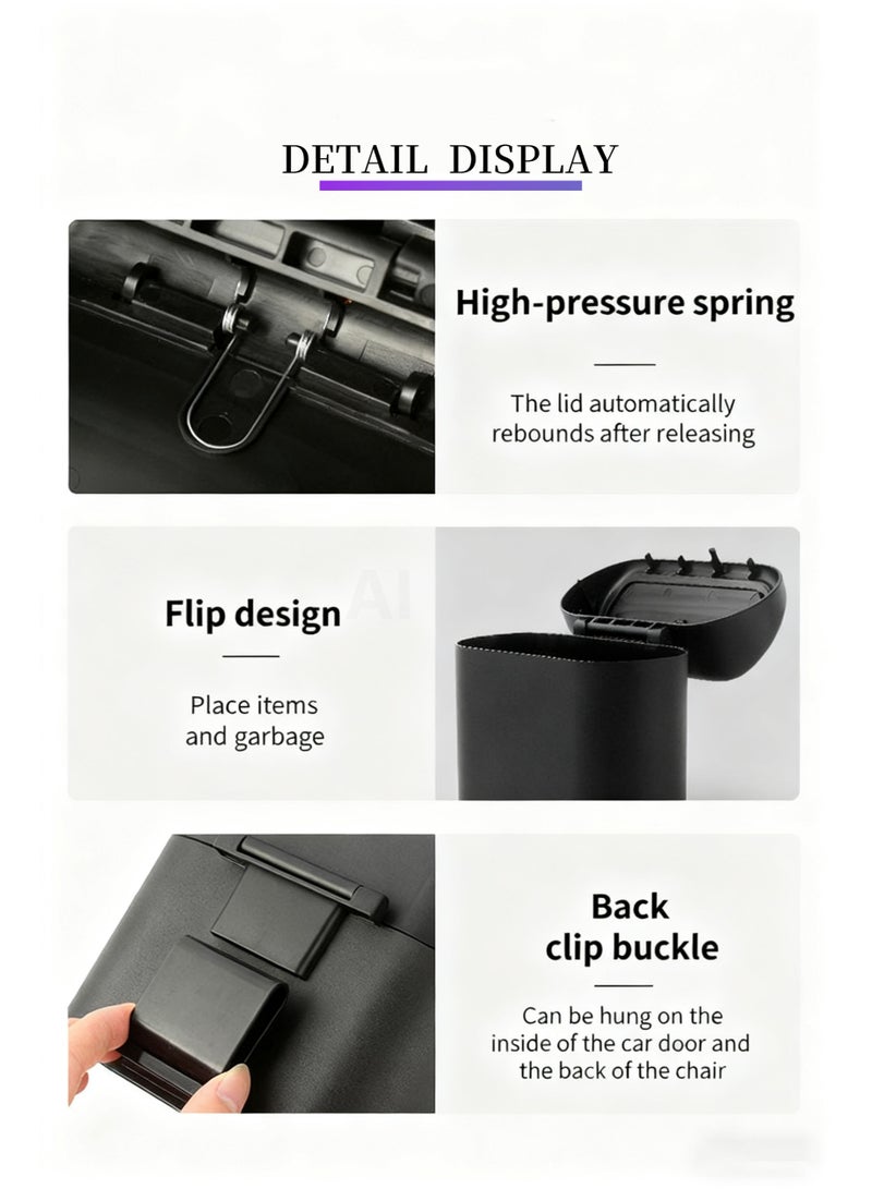 Car Trash Bin, for storing garbage in the car, car-mounted trash can, multiple placement options, press design, waterproof seal, hanging car trash bin - Image 5