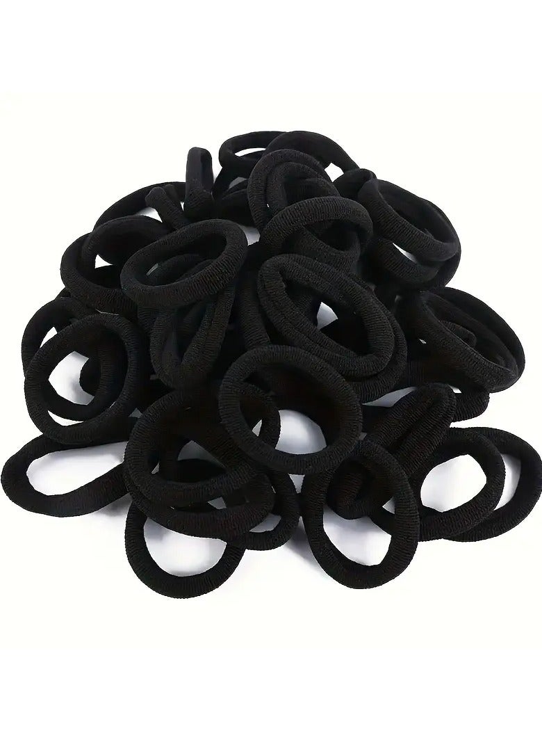 50PCS Hair Ties Black Large Stretch No Damage Ponytail Cotton Seamless Hair Ties Elastic for Women Thick Heavy Curly Hair - Image 3