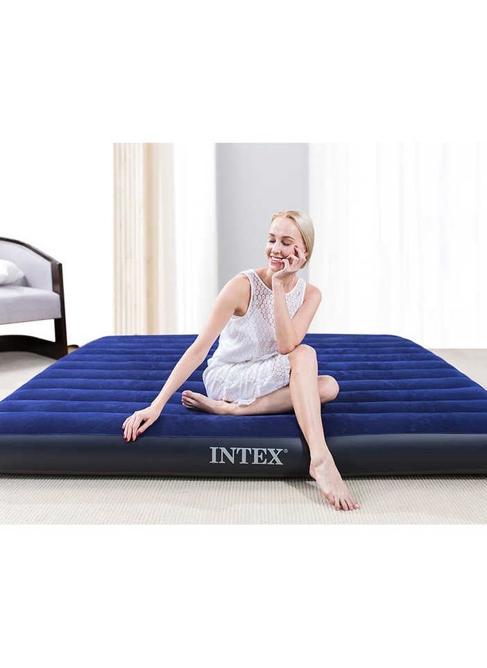 INTEX - 4755 Corduroy Flocked Airbed – Inflatable Mattress for Comfort & Durability, Classic Downy Design, Double King Size Air Bed for Home & Travel – Easy Setup, Soft Flocked Surface, Ideal for Guests & Family Use - Image 1