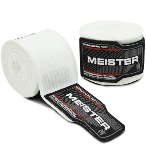 Meister Adult 180 SemiElastic Hand Wraps for MMA Boxing Pair White - Image 1