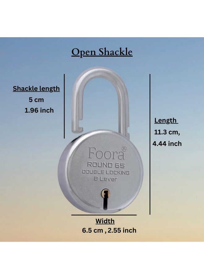 Foora Aligarh Lock for Door, Gate, Shutter with 20 Keys - Round 65mm Padlock, Double Locking Mechanism, 8 Lever, Silver Finish - Image 5