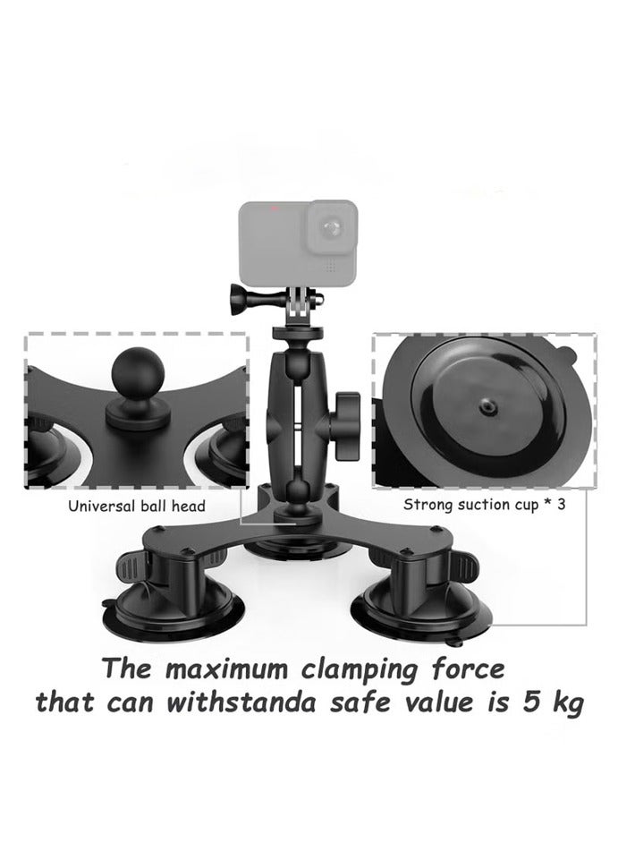 Triple Suction Cup Mount Car Windshield Suction Cup Mount for Insta360 ONE X3, X2, X, R, RS, GO 2, GoPro and DJI OSMO Action 2 3 Cameras - Image 3