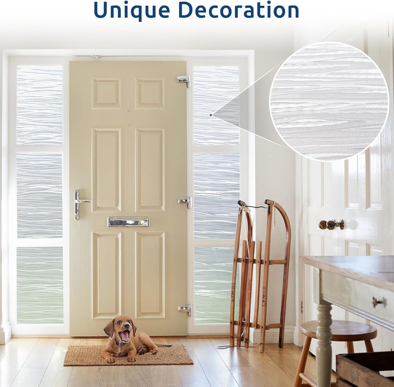 Rabbitgoo Window Privacy Film Frosted Glass Film Removable Vinyl Door Coverings UV Blocking Decorative Static Cling Non-Adhesive Window Clings Sticker for Home Decor, 17.5 x 157.4 Inches - Image 3