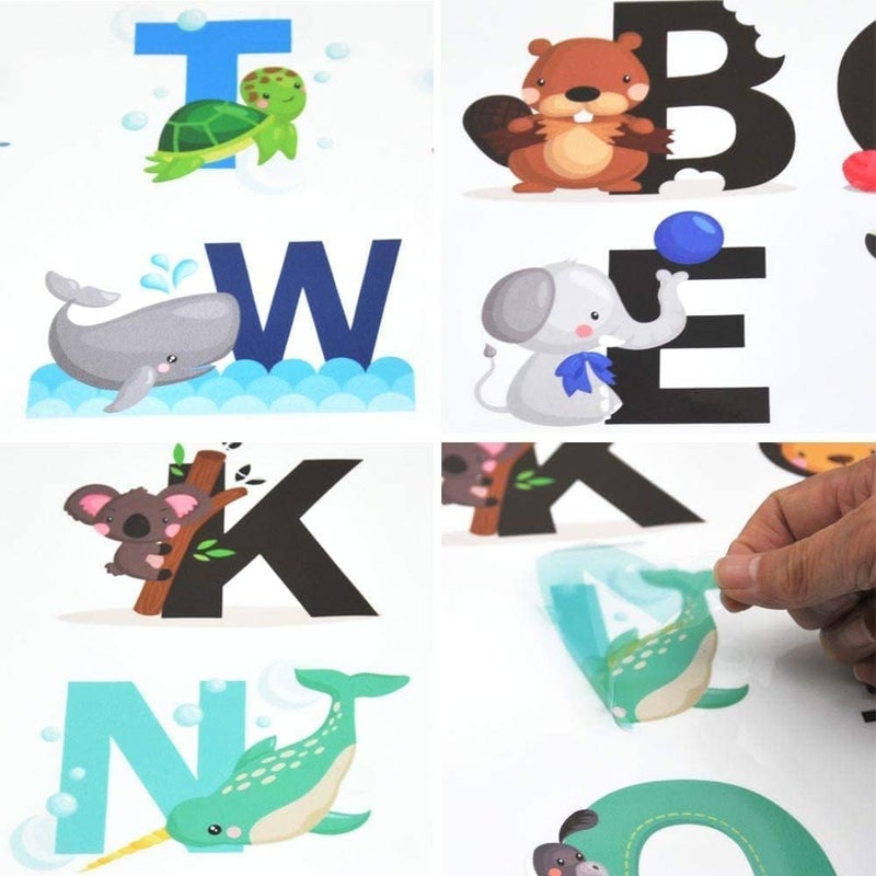 اي ار اس ملصقات جدارية تعليمية للأطفال من ARS بتصميم حروف الأبجدية الحيوانية، سهلة اللصق والإزالة، لتزيين غرف اللعب والفصول الدراسية. - Image 3