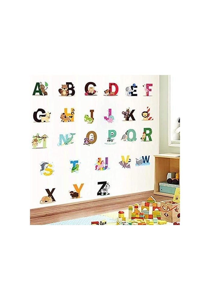 اي ار اس ملصقات جدارية تعليمية للأطفال من ARS بتصميم حروف الأبجدية الحيوانية، سهلة اللصق والإزالة، لتزيين غرف اللعب والفصول الدراسية. - Image 2