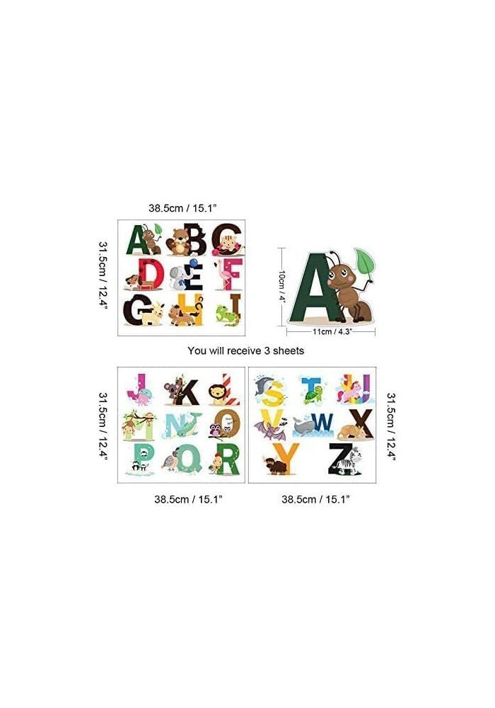 اي ار اس ملصقات جدارية تعليمية للأطفال من ARS بتصميم حروف الأبجدية الحيوانية، سهلة اللصق والإزالة، لتزيين غرف اللعب والفصول الدراسية. - Image 4