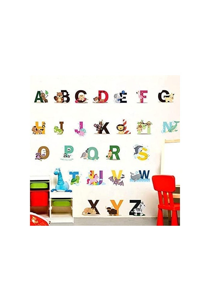 اي ار اس ملصقات جدارية تعليمية للأطفال من ARS بتصميم حروف الأبجدية الحيوانية، سهلة اللصق والإزالة، لتزيين غرف اللعب والفصول الدراسية. - Image 5