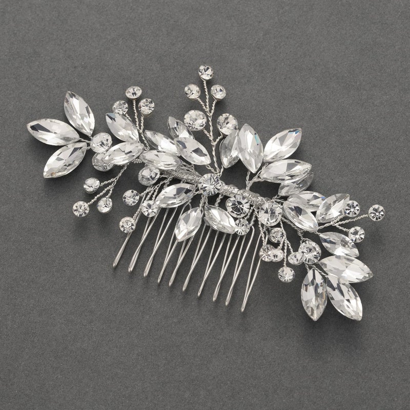SWEETV Bride Silver Wedding Comb with Crystal Rhinestone Bridal Sparkly Gem Piece for Women and Girls - Image 5