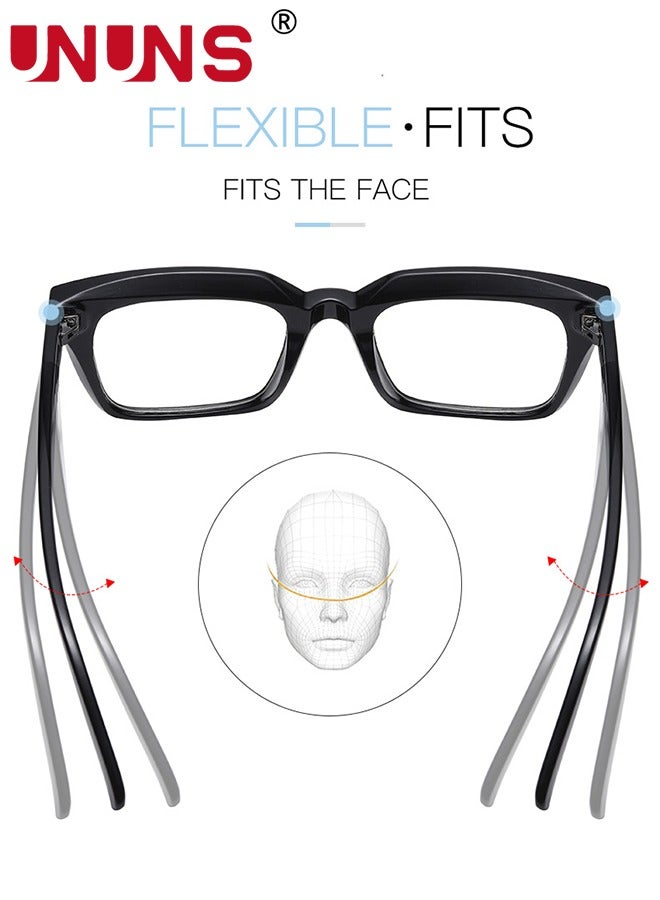 UNUNS - Ladies Reading Glasses With Box,Oprah Style Oversized Square Spring Hinge Blue Light Blocking Glasses,Compact And Lightweight,Anti-Reflectiv,Anti Glare UV Eyeglasses For Men Women 1.5 2.0 2.5 3.0 - Image 1