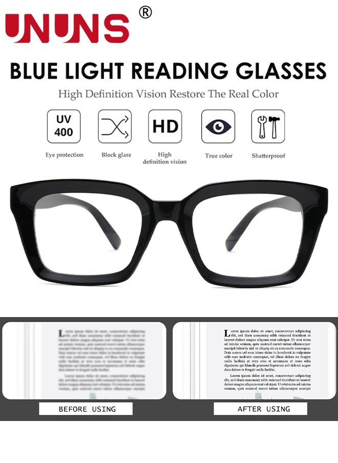 UNUNS - Ladies Reading Glasses With Box,Oprah Style Oversized Square Spring Hinge Blue Light Blocking Glasses,Compact And Lightweight,Anti-Reflectiv,Anti Glare UV Eyeglasses For Men Women 1.5 2.0 2.5 3.0 - Image 1