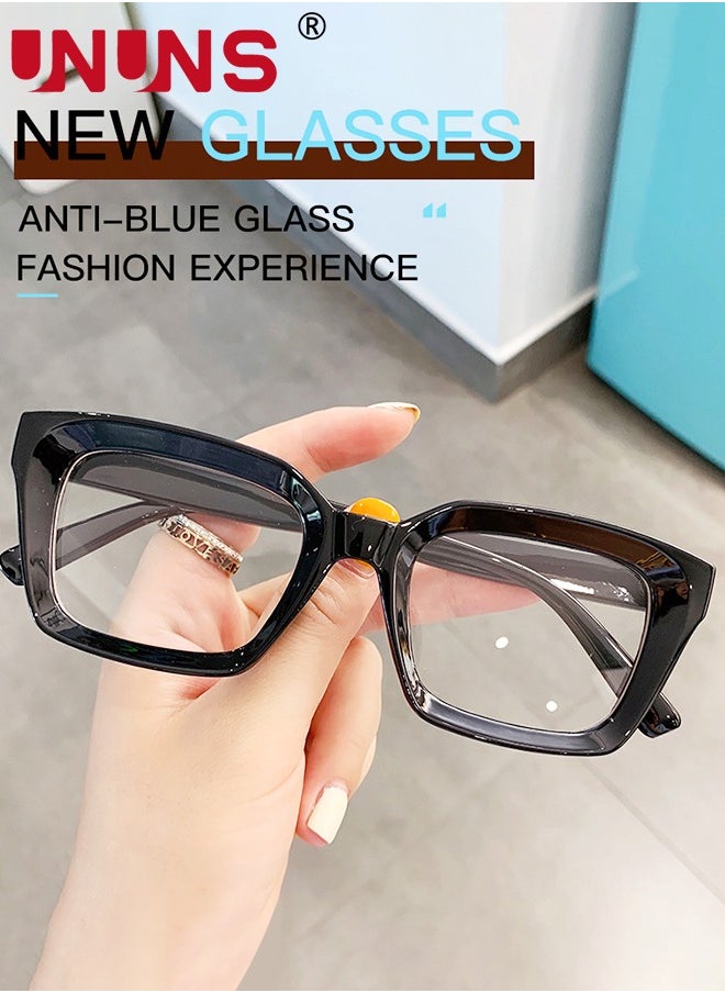 UNUNS - Ladies Reading Glasses With Box,Oprah Style Oversized Square Spring Hinge Blue Light Blocking Glasses,Compact And Lightweight,Anti-Reflectiv,Anti Glare UV Eyeglasses For Men Women 1.5 2.0 2.5 3.0 - Image 1