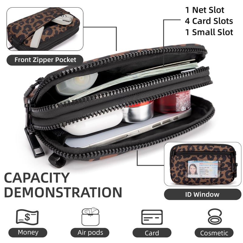 FODOKO Wristlet Wallet for Women RFID Crossbody Bag with 4 Zippers, Small Purse with Card Holder & Phone Pocket, Lightweight Travel Cell Phone Organizer - Image 4