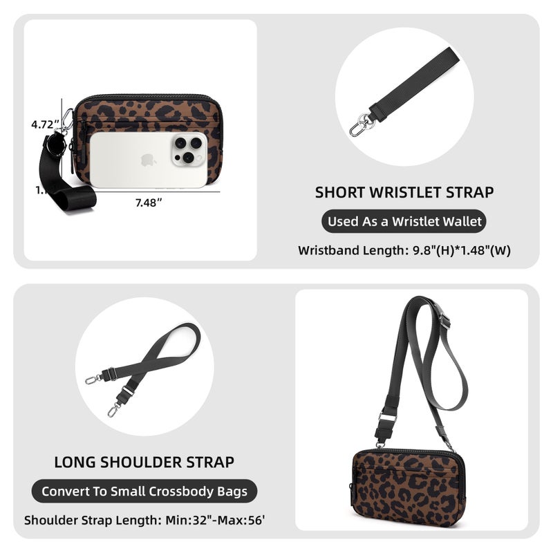 FODOKO Wristlet Wallet for Women RFID Crossbody Bag with 4 Zippers, Small Purse with Card Holder & Phone Pocket, Lightweight Travel Cell Phone Organizer - Image 3