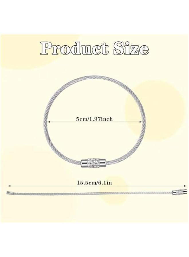 Generic 25 Pcs Heavy Duty Key Ring, 6inch Wire Keychain Cable Metal Key Chain Rings Extendable Hiking Tag Loops ID Tags Holder  - Image 3