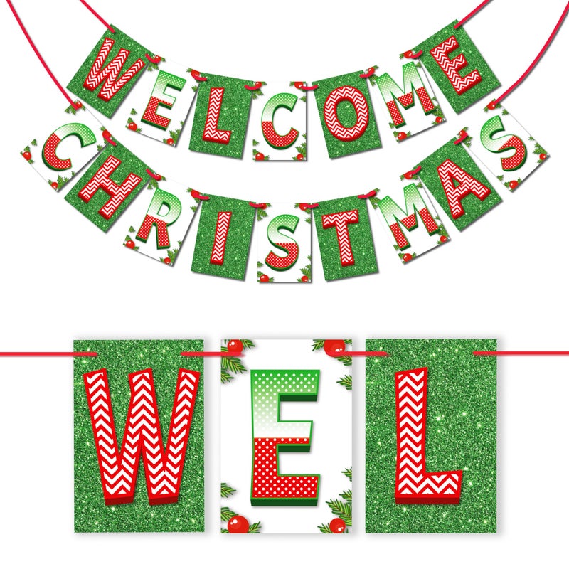 WOBBOX لافتة عيد الميلاد ووبوكس، لافتة عيد ميلاد سعيدة، عناصر زينة عيد الميلاد للمنزل-FP1465 - Image 1