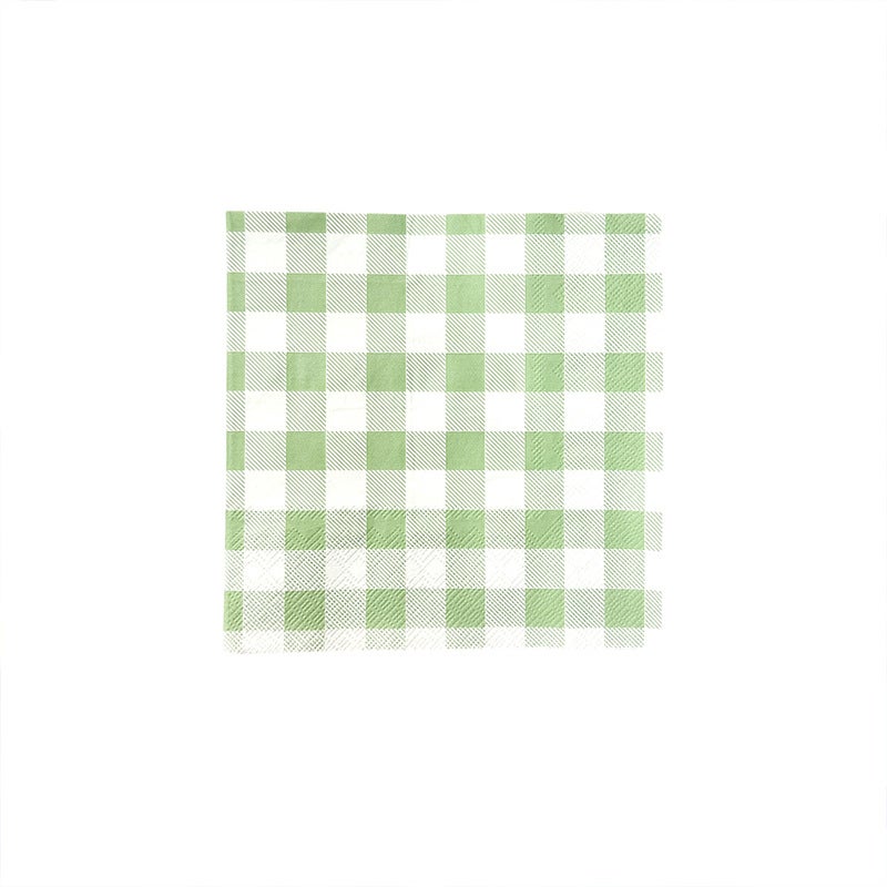 Colorful Disposable Tableware Set for Parties 33 * 33cm green checkered tissue 25 sheets 