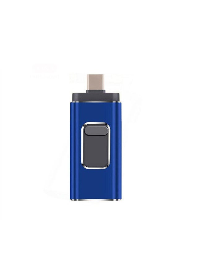 Generic Multi-function Four-in-one USB Flash Drive Is Suitable For Apple Type C Android Full Capacity 128g High-speed Mobile Phone USB Flash Drive-Color:Royal Blue (small Window)-Capacity:8GB  - Image 1