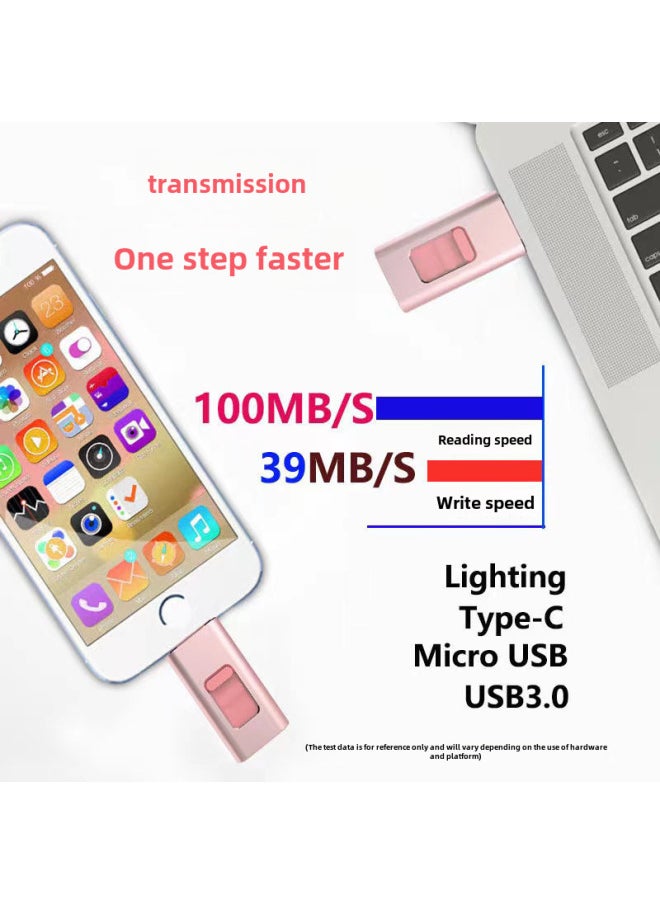 Generic Multi-function Four-in-one USB Flash Drive Is Suitable For Apple Type C Android Full Capacity 128g High-speed Mobile Phone USB Flash Drive-Color:Royal Blue (small Window)-Capacity:8GB  - Image 4