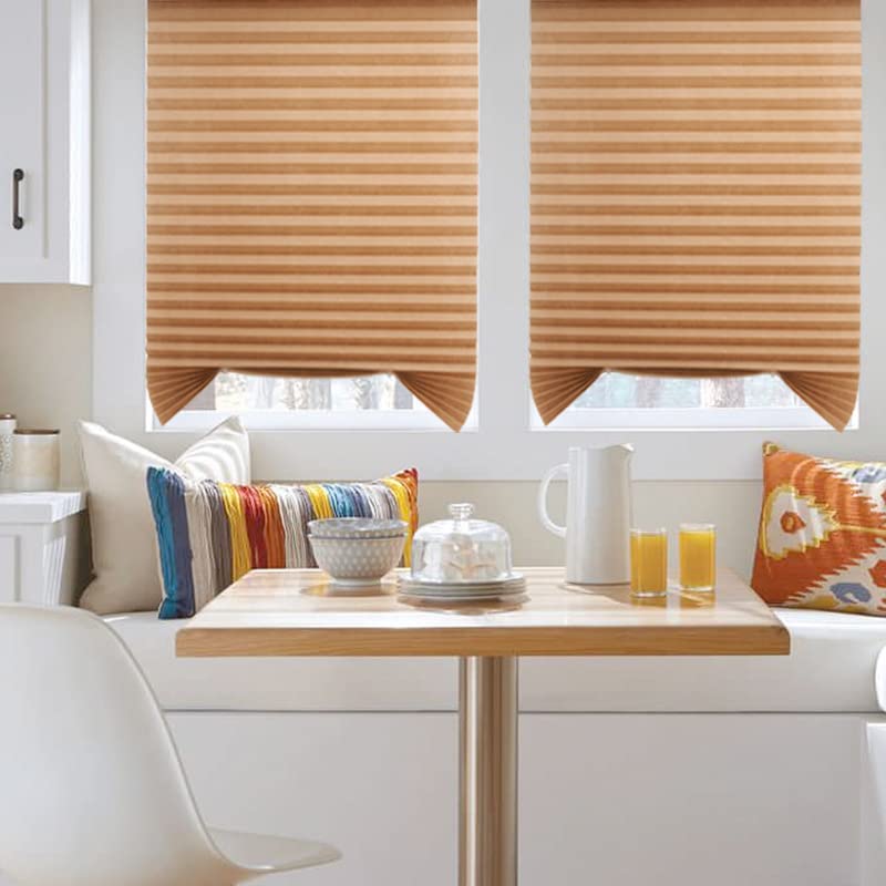 Jlong Blackout Blinds for Windows Pleated Paper Shades Adhesive Cordless Office,Living Room,Bedroom,Light Filtering,Easy to Cut and Install, Coffee-semi Shading, 23.6*59''(60*150cm) - Image 5
