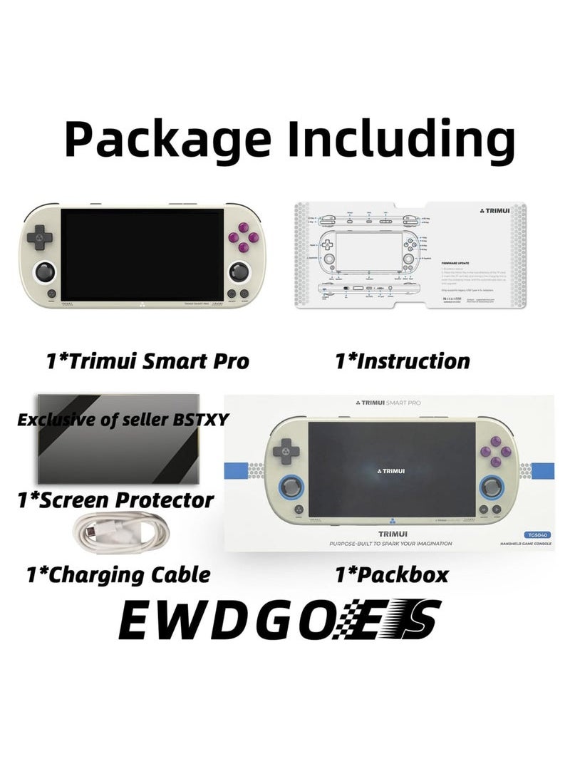Generic - Trimui Smart Pro 5-inch Handheld Game Console Preinstalled Emulator System 128GB (Grey) - Image 1
