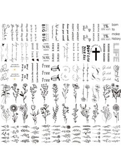 Zeecdatoo 160+ PCS Realistic Temporary Tattoos, 74 Sheets Bigger Size Three Types Fake Tattoos, Include 40 Sheets Inspirational Quotes Inspirational Words Tattoos, 22 Sheets Wild Flower Floral Tattoos  - Image 4