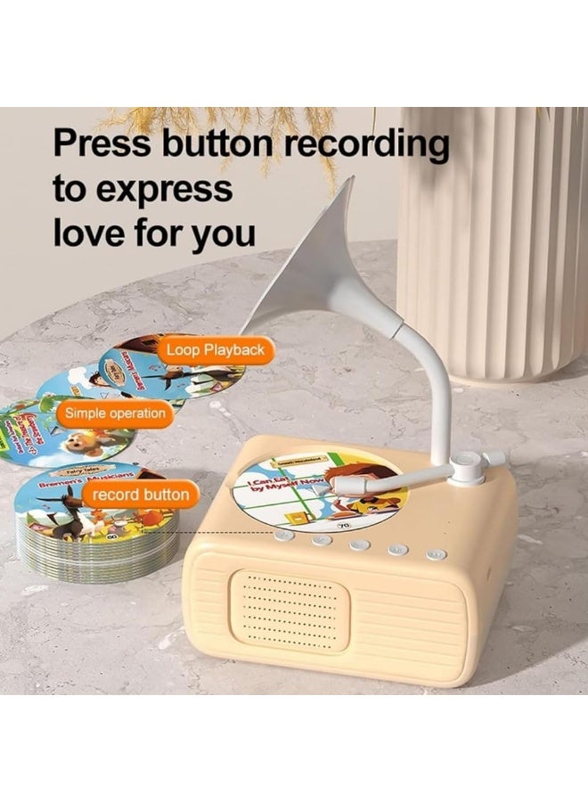Kids Phonograph with 96 Cards, Plus 8 Blank Cards, Record Player Gramophone Audio Book Toy, Card Phonograph for Kids with Bluetooth Playback, Interactive Gift for Boys and Girls (Pink) - Image 4