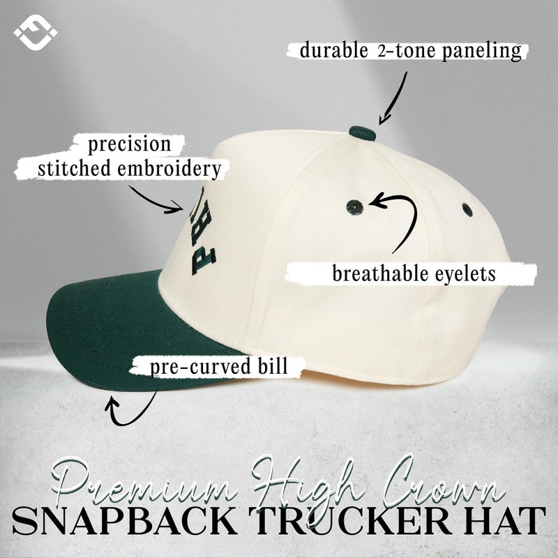 Funky Junque Two-Tone Canvas Snapback Baseball Cap - Philly (Upside Down) - Green/Beige - Image 3