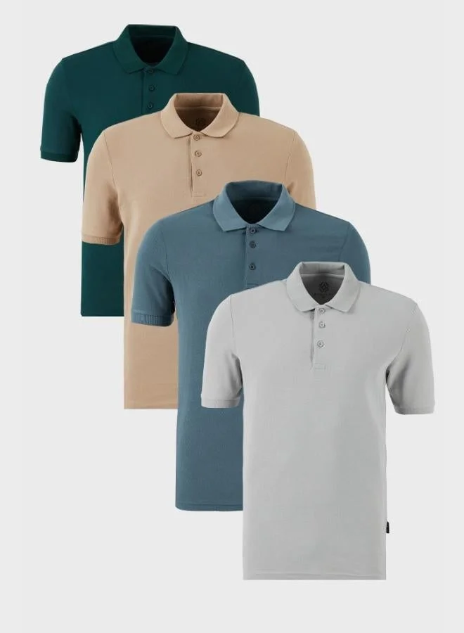 Buratti  Buratti Cotton Regular Fit Buttoned Polo Collar 4-Pack T Shirt Men's T-SHIRT 5902127S4 for Men | Best Price UAE