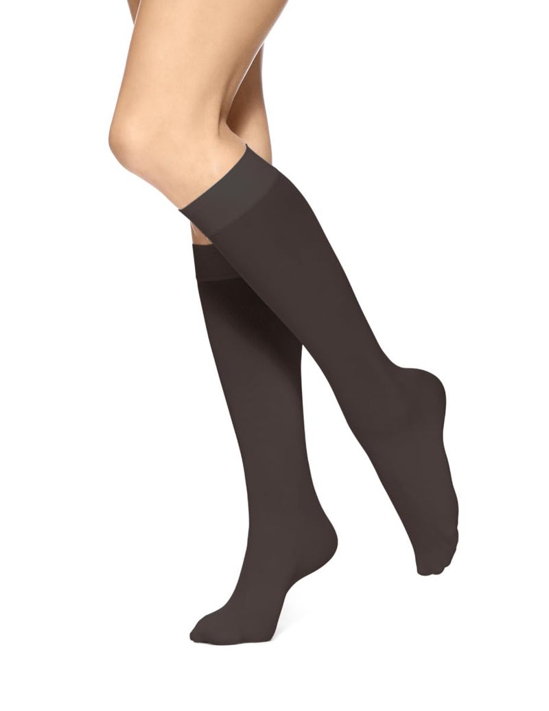 HUE womens Soft Opaque Knee High (Pack of 3) dress socks, Espresso, 1 US - Image 1