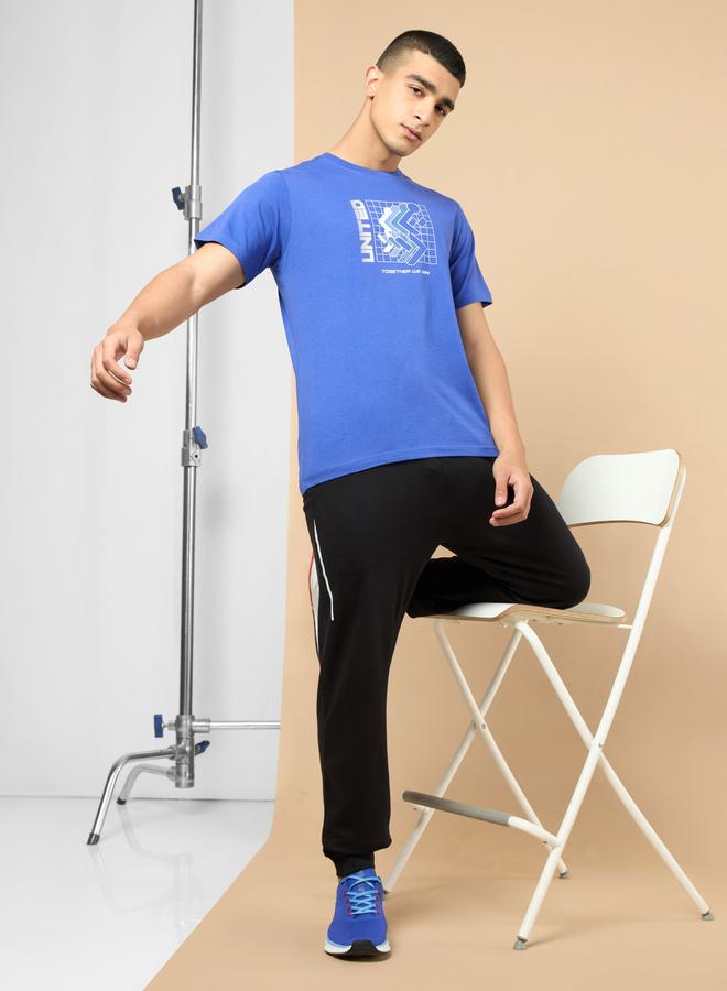 Cult Men Blue Marathon Graphic Print Short Sleeve T-Shirt - Image 3