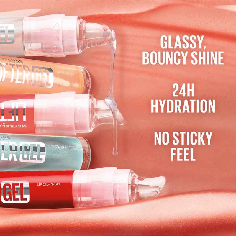ميبيلين نيويورك Maybelline New York Lifter Gel Oil-in-Gel Lip Gloss 004 Sugar Spritz، لمعان زجاجي، تركيبة مرطبة بحمض الهيالورونيك وزيت الباشن فروت - Image 3