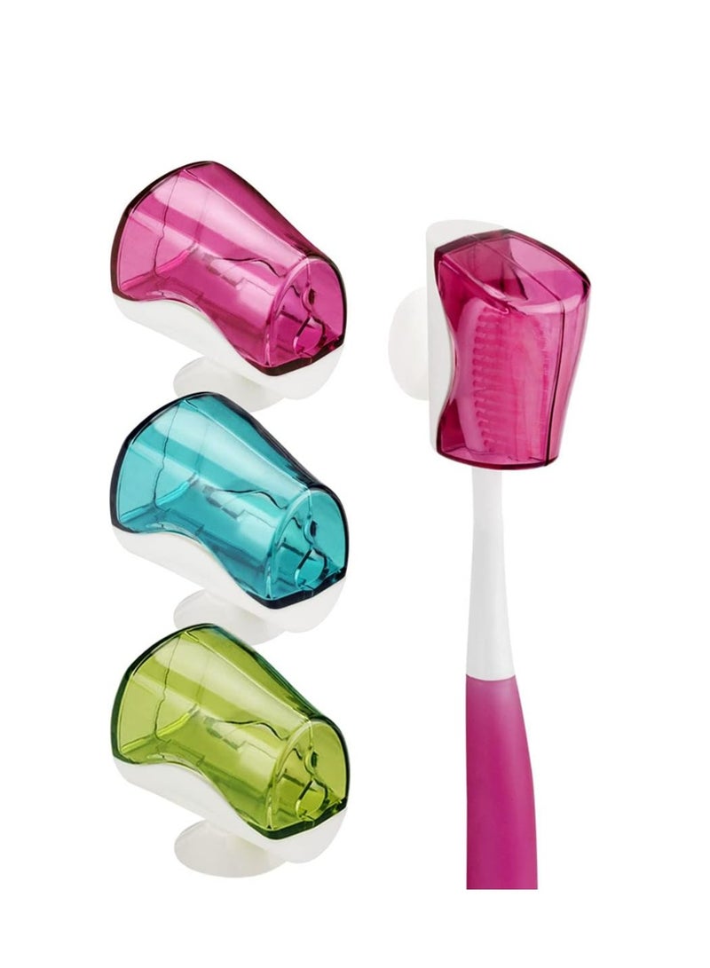 Oasisgalore 3PCS Travel Toothbrush Head Covers with Suction Cup，Wall Mount Toothbrush Holder Cap Case for Travel, Outdoor - Image 1